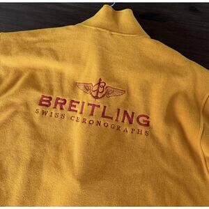 Breitling Sweatshirt Mens Large Yellow Fleece Pullover 1/4 Zip Chronographs